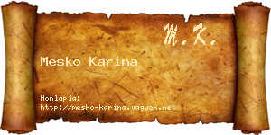 Mesko Karina névjegykártya